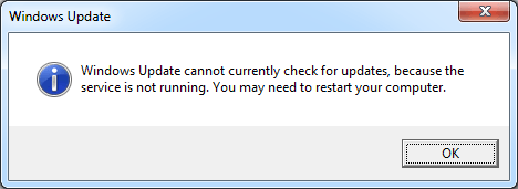 Windows Update is currently unable to check for updates