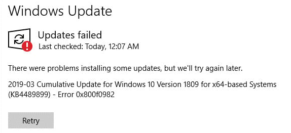 Windows Update failure