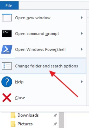 Change folder and search options