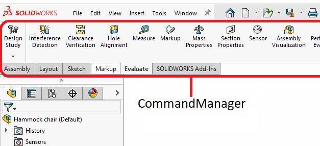 Abra a barra de opções do SolidWorks