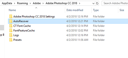 folder of Auto save in Photoshop