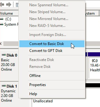 convert to basic disk