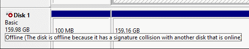 disk offline signature collision