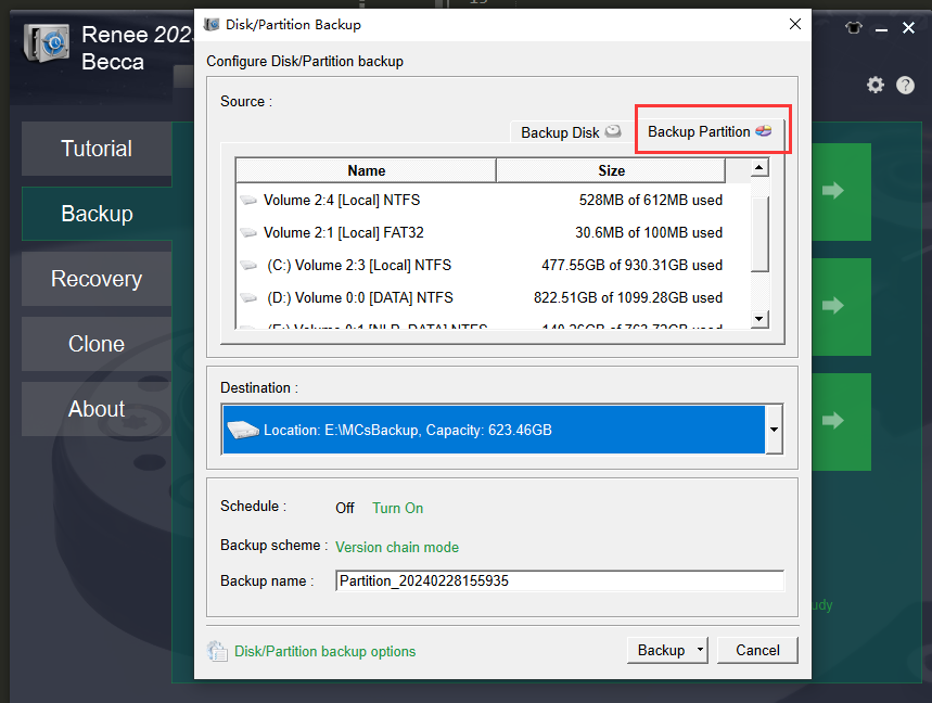 backup partition