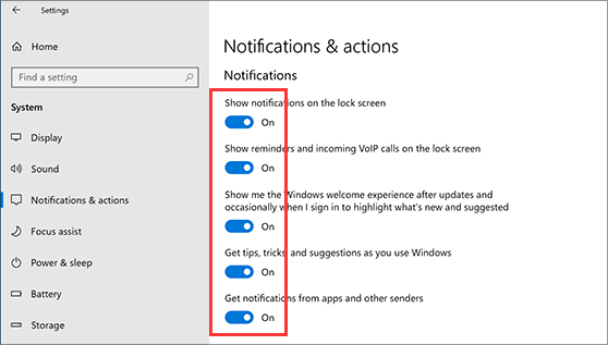 Windows close notification and actions