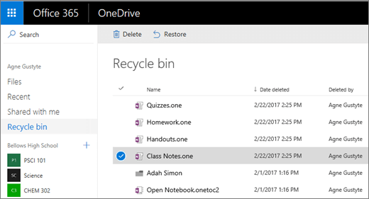 Lixeira do OneDrive