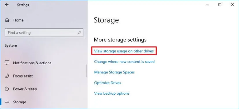 View storage usage on other drives