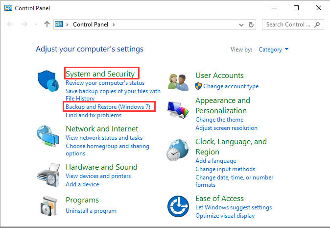 windows 7 backup restore in control panel