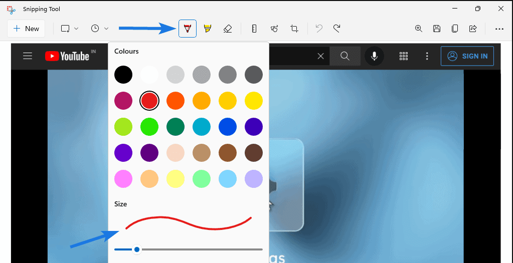 strumento di snipping di windows modifica