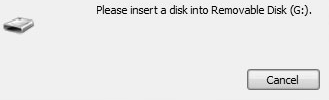 insert a disk into removable disk