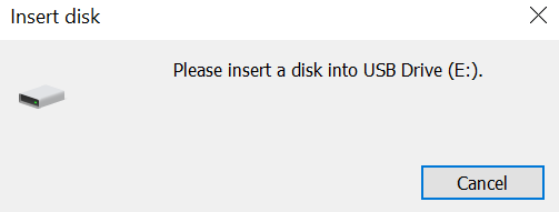 insert a disk into USB drive