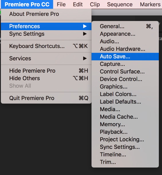 premiere auto save