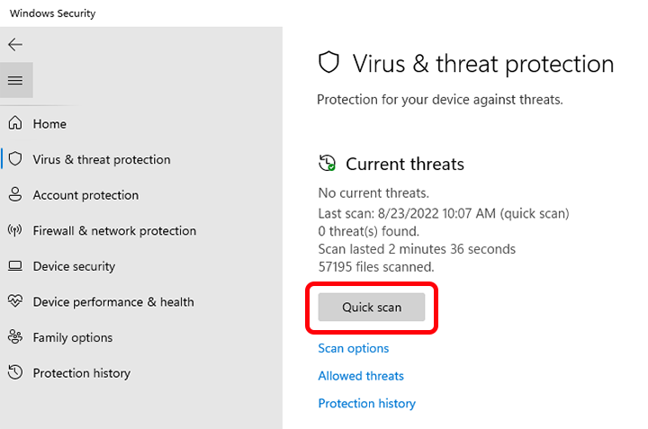 Virus and Threat Protection