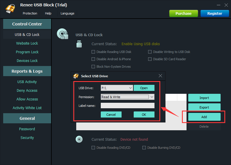 usb block aggiungi WhiteList