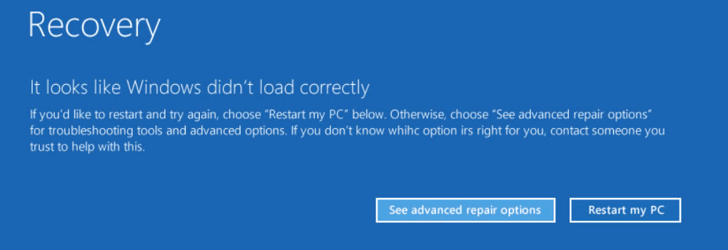 Windows did not load correctly