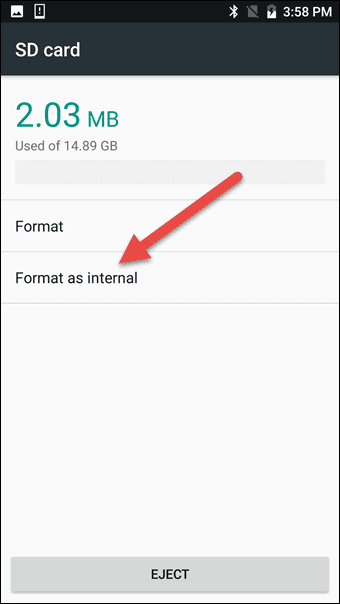 change an external SD card into a built-in storage