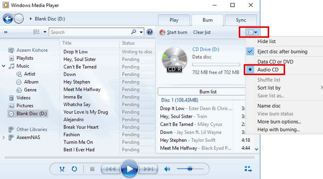 Masterizzare CD con Windows Media Player