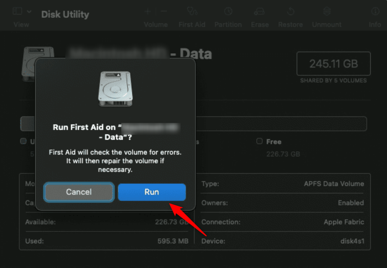 mac external hard drive run first aide