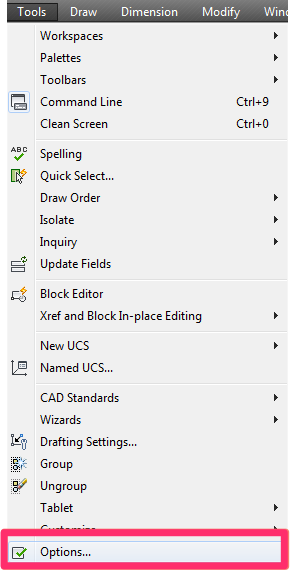 autocad select options