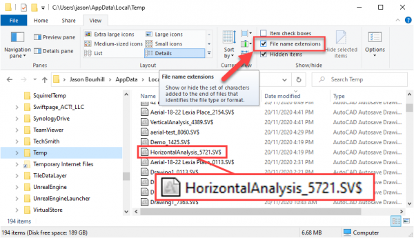 Open the corresponding path for autocad autosave path