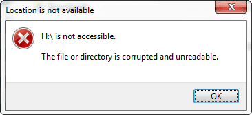 The file or directory is corrupt and unreadable error