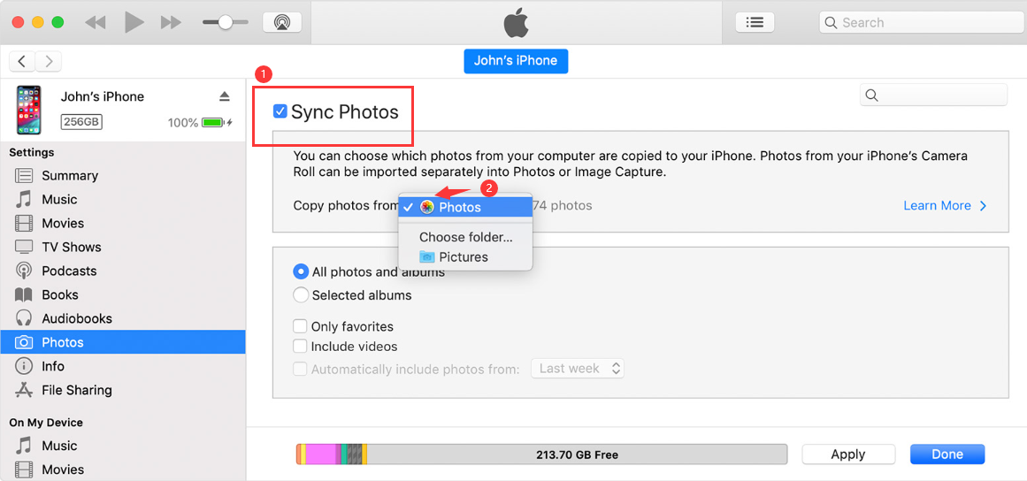 Sync photos across multiple devices