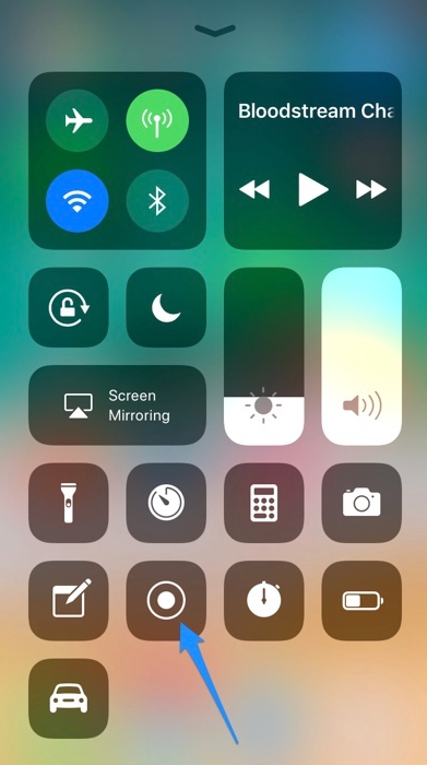 screen recording button on iPhone
