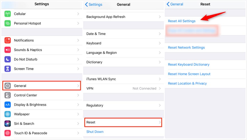 iphone reset all settings