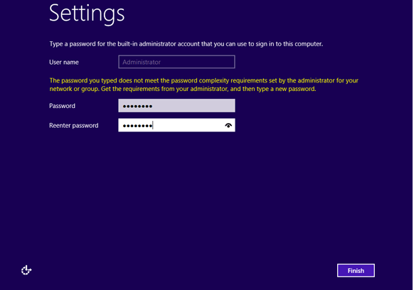 default password windows server 2012