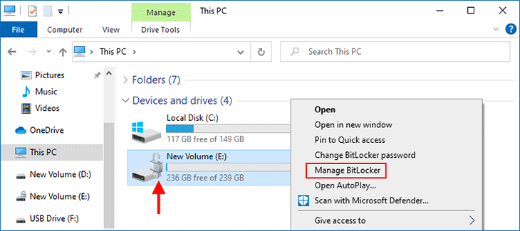 manage bitlocker this pc