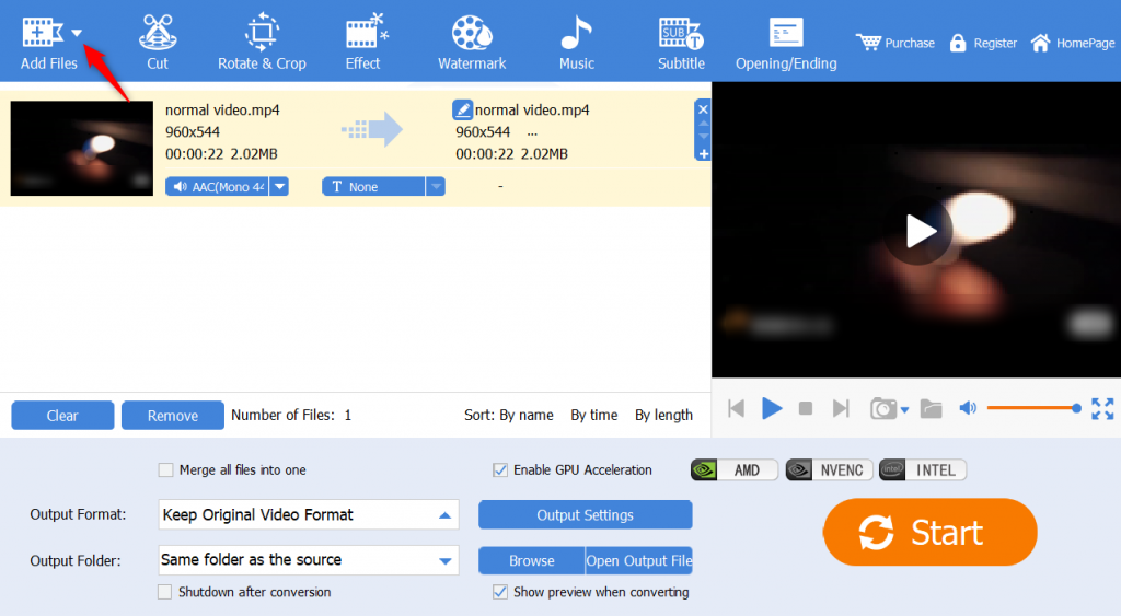 add file in renee video editor pro