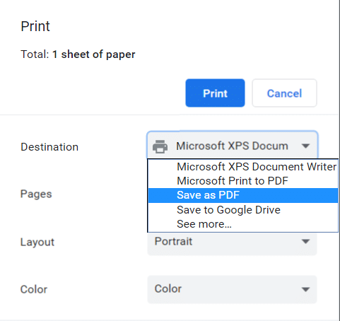 convertire ASPX in PDF con Chrome