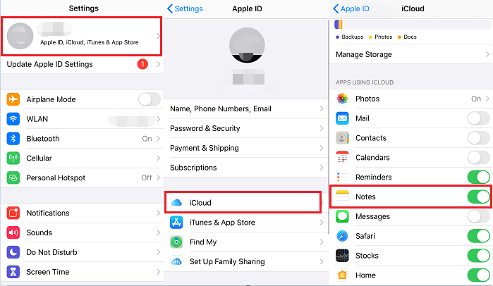 Backup Notes Using iCloud