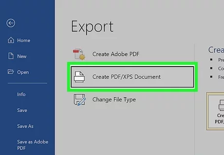 Word to create/export PDF