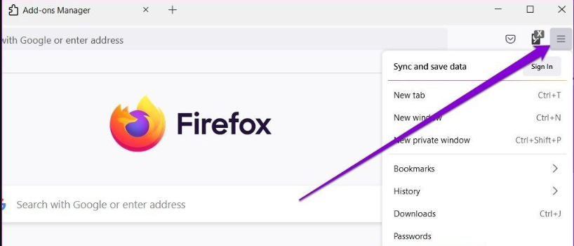 firefox menu