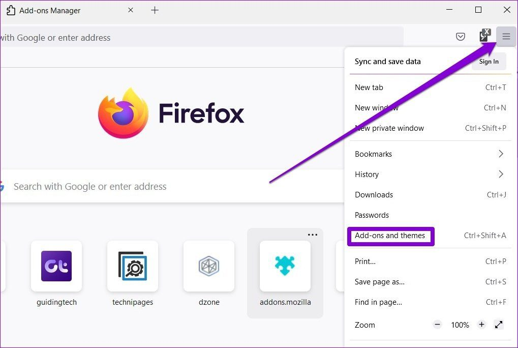 firefox menu addon