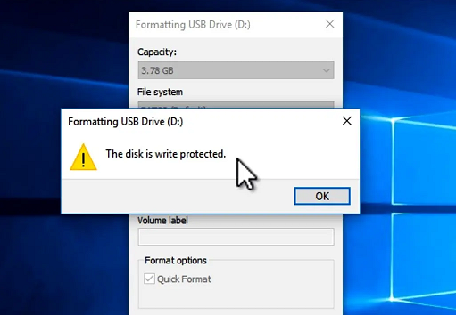 unable format, disk is write protected