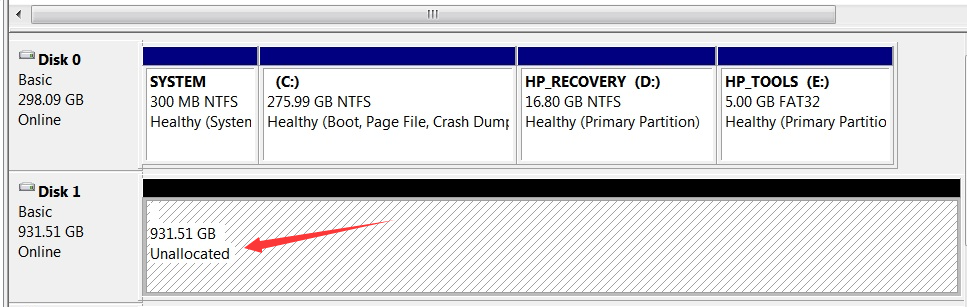 unallocated disk