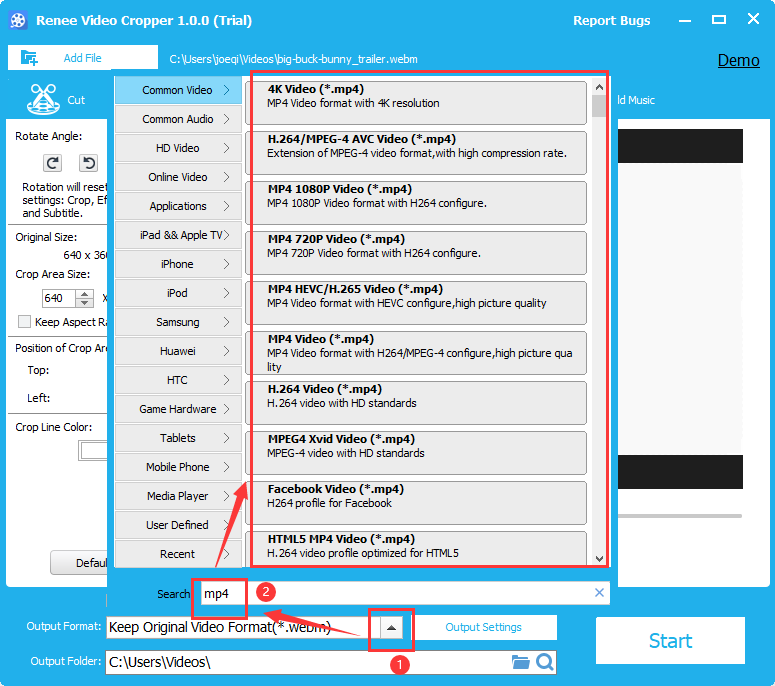 Esportazione dei file video convertiti