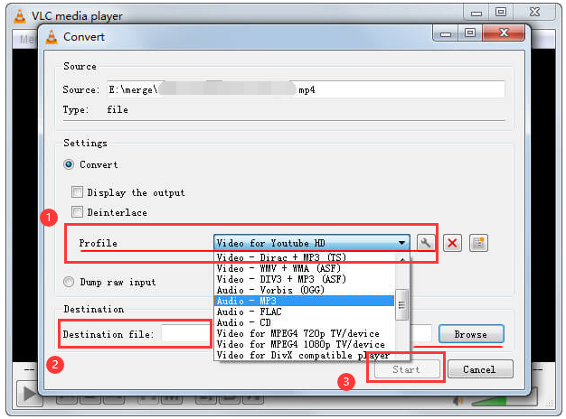 Convert MP3 with VLC