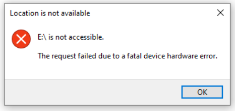 the request failed due to a fatal device hardware error