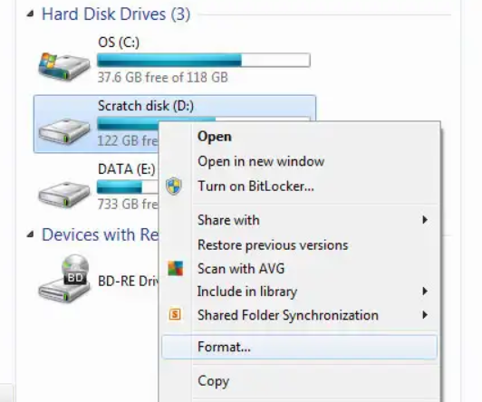format the hard disk
