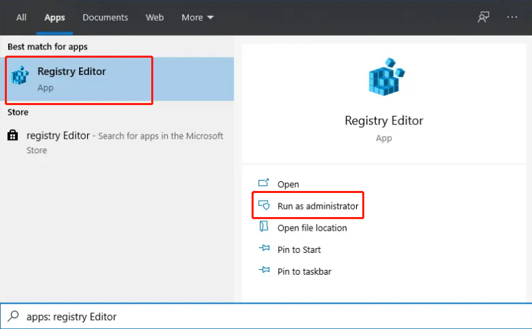 run registry editor as administrator