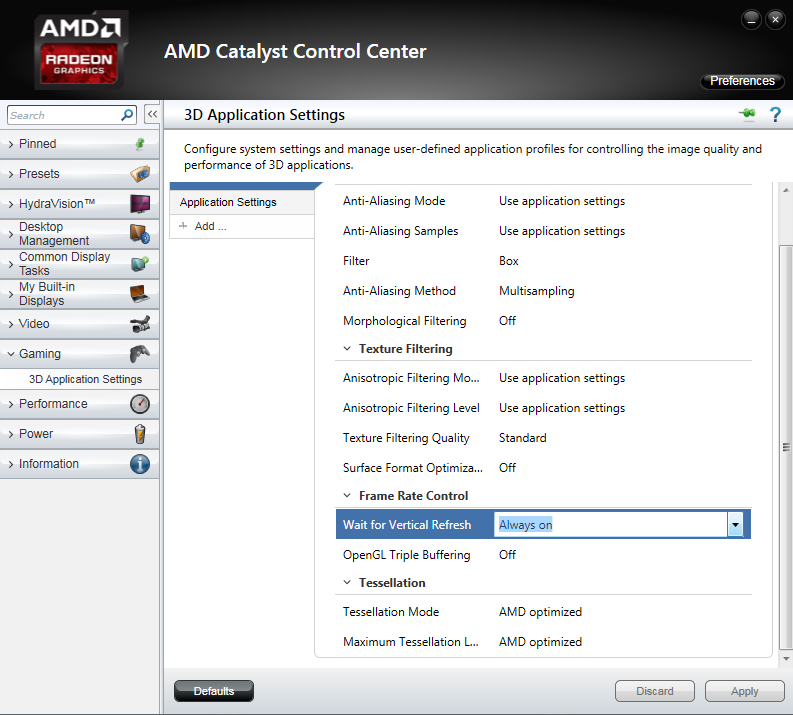 disable vertical sync in AMD