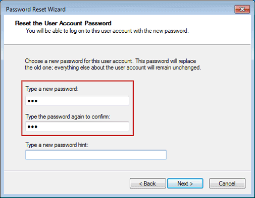 Reset Password Windows