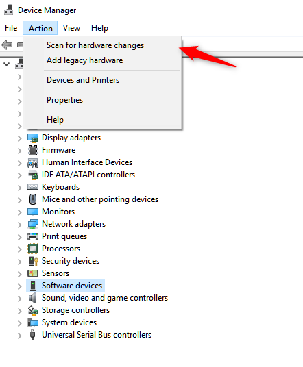 scan hardware in device manager 