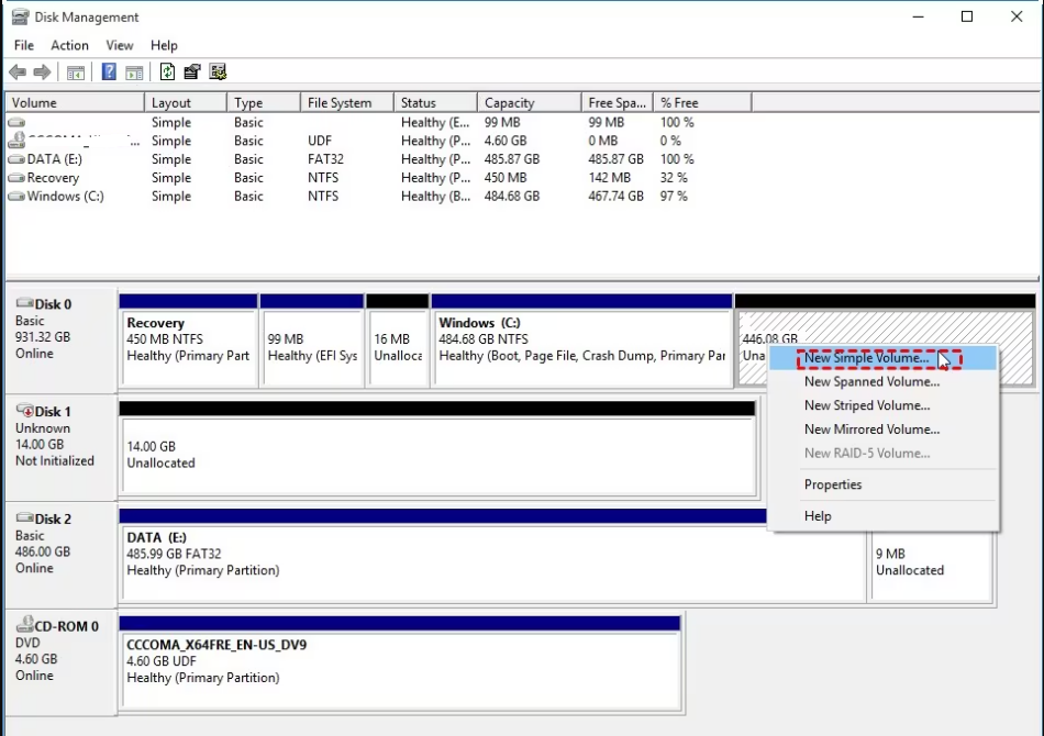 Windows Create Partition