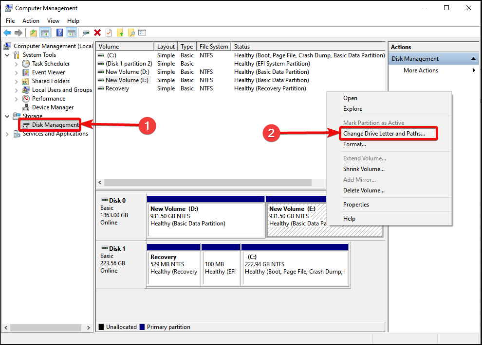 disk Management Change Driver Letter