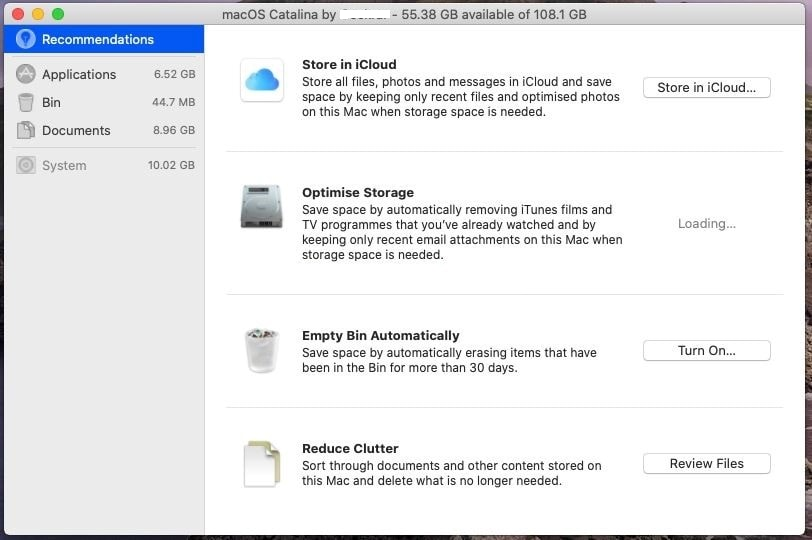 mac storage space management, Optimize storage settings