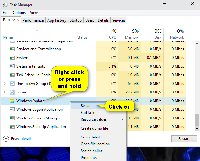 restart Process In Task Manager